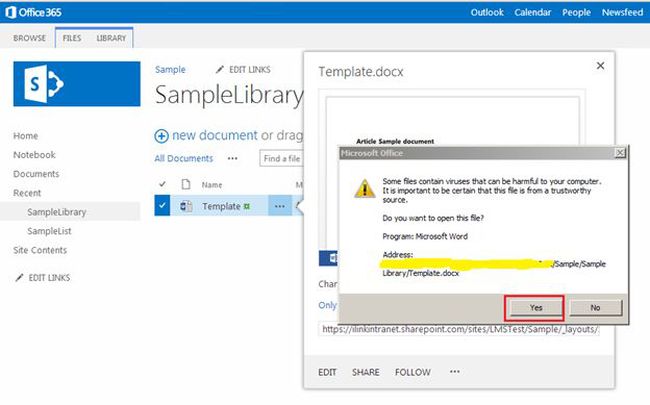 confirmation alert message in sharepoint